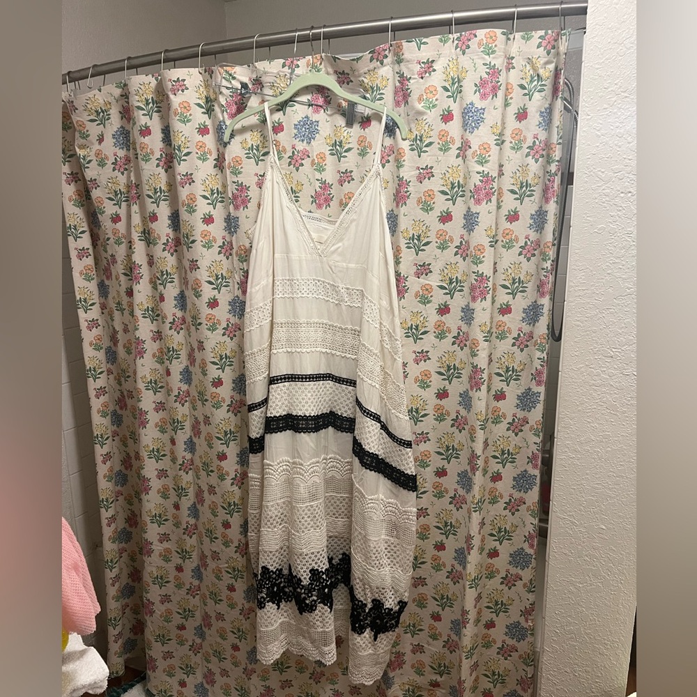 Anthropologie White and Black Maxi Dress